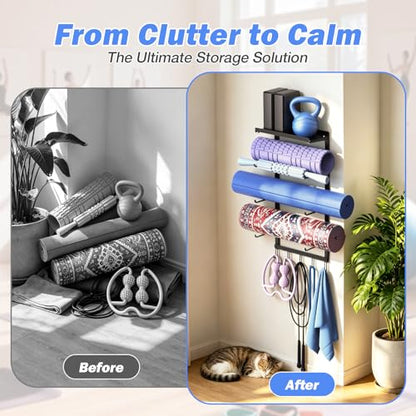 Yoga Mat Holder Wall Mount for Home Gym Accessories Storage