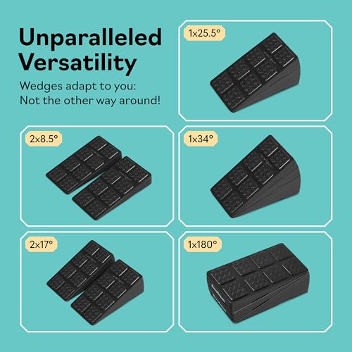 Squat Wedge Block Set of 3/5 - 960 LBS Capacity - Slant Board for Calf Stretching with 5 Stackable Angles - Calf Stretcher Slant Board - Workout Equipment - EPP Material for Exercise Equipment & Physical Therapy - color: Black&Blue