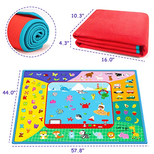 Soft Baby Play Mat for Floor,58"×44" Foldable Fabric Baby Crawling Mat Rug | Large Non-Slip Padded Educational ABC Playmat for Playing Area Tummy Time Gym Activity Mat for Infants Toddlers Boys Girls