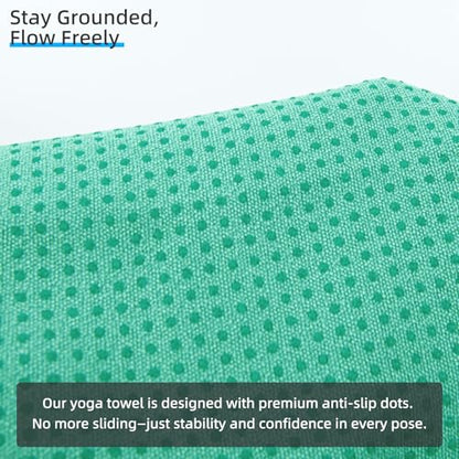 YESLIFE Non-Slip Yoga Towel, 72"x24", Green | Microfiber yoga mat towel, grip dots, sweat absorbent, hot yoga Pilates workout, includes sweat towel, Green - color: Light Green