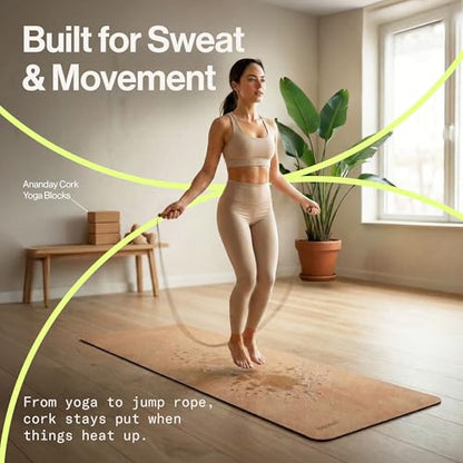 Ananday Premium Cork Yoga Mat - Sustainable, Non-Toxic & PVC-Free, Non-Slip, Perfect for Hot Yoga, Pilates & Exercise - Cushioned for Superior Comfort & Support