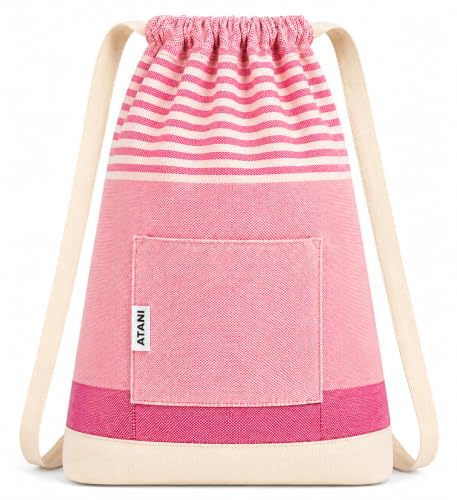 ATANI Turkish Beach Towel, Converts to a Bag, Oversized 100% Cotton Bath Towels Lightweight Quick-Dry Beach Blanket for Travel, Picnic, Camping, Yoga and Pool (Pink, 71 inc x 39 inc) - color: Pink, size: 71 inc x 39 inc