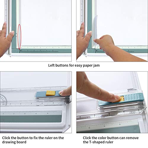 Inch A3 Drawing Board Drafting Table Multifunctional Drawing Board Table with Clear Rule Parallel Motion and Angle Adjustable Measuring System - size: 14"W x 19.7"H
