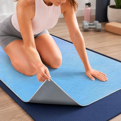 Yoga Mat Towel Non Slip Ultra-Absorbent Hot Yoga Towel, Super Stylish Printed Sweat Hot Yoga Towel, Ideal for Home, Workouts, Pilates, Yoga, 72 x 27in, Blue & Purple - color: Blue & Purple