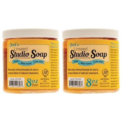 Jack Richeson - Jack’s Studio Soap, Non-Toxic, Low Odor Brush Cleaner 8 oz, 2- Pack - size: 16 Fl Oz (Pack of 1)