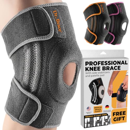 DR. BRACE ELITE Knee Brace with Side Stabilizers & Patella Gel Pads for Maximum Knee Pain Support and fast recovery for men and women-Please Check How To Size Video (Moon, Small) - color: Moon, size: Small
