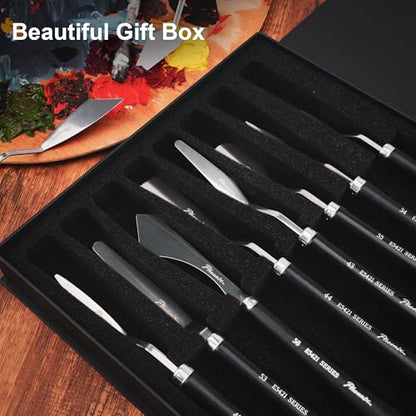 PHOENIX Flexible Palette Knife Set - 5 Pieces Stainless Steel Painting Knives with Gift Box, Art Knife with Wood Handle, Paint Spatula for Oil Acrylic Paint