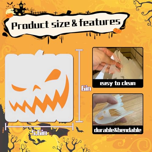 Halloween Stencils for Painting, 12 Pcs 6 Inch for Wood Signs Canvas | Reusable & Easy to Clean, Spooky Seasonal Icons, Party Crafts, Gift Tags, Classroom Projects, Beginner Friendly - color: Halloween 6"