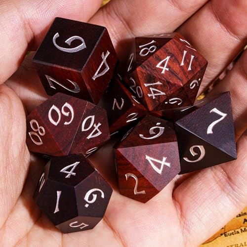 Wooden DND Dice Set Red Sandalwood Wood Dice Set for Tabletop Games - color: Big Red Sandalwood