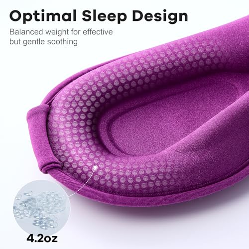Weighted Eye Mask for Sleeping 2 Pack: Gentle Pressure Blackout Sleep Mask with 3D Contoured Cups, Zero Eye Pressure Sleep Mask for Lash Extensions, Memory Foam Travel Mask, Black Purple - color: Black & Purple (2 Pack)