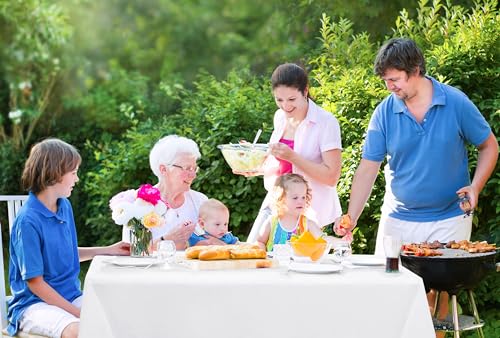 Utopia Kitchen Plastic Table Cloth Disposable [White, 12 Pack] | 54x108 Inch Rectangle Tablecloth Waterproof Stain Resistant Party Table Cover - color: White, size: 54X108 Inch - 12PC