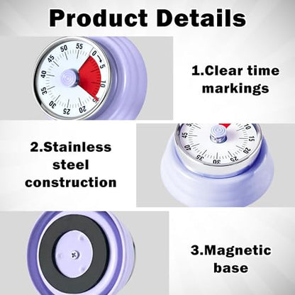 60-Minute Magnetic Visual Timer, Silent Operation and No Battery Needed, Time Management Tools for Kitchen, Homeschool Desk, Office Meetings & Home Learning Timer (Purple) - color: Purple