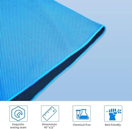 4 Packs Cooling Towels (40x12 Inch), Cooling Towels for Neck and Face, Stay Cool in Hot Weather for Sports, Gym, Yoga, Golf, Fitness, Running, Camping & Travel - color: 2 Packs Black/ 2 Packs Blue