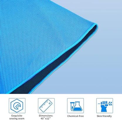 4 Packs Cooling Towels (40x12 Inch), Cooling Towels for Neck and Face, Stay Cool in Hot Weather for Sports, Gym, Yoga, Golf, Fitness, Running, Camping & Travel - color: 2 Packs Black/ 2 Packs Blue