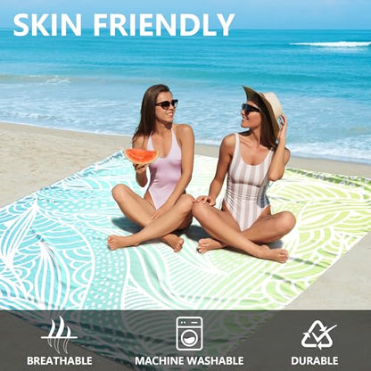 Beach Blanket Waterproof Sandproof Quick Drying Beach Mat Extra Large - size: 79" X 110"