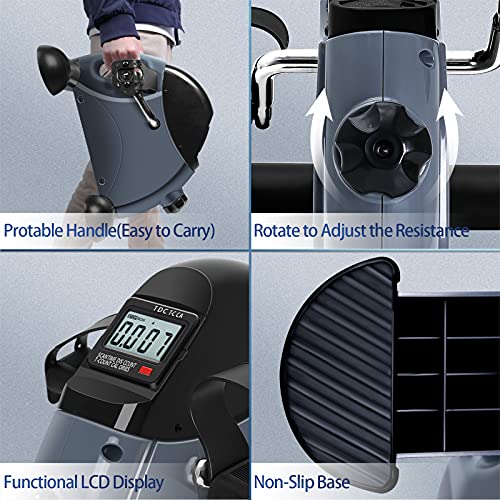 Mini Exercise Bike, himaly Under Desk Bike Pedal Exerciser Portable Foot Cycle Arm & Leg Peddler Machine with LCD Screen Displays - color: Gray