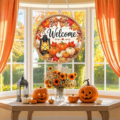 Yunzlly DIY Hanging Fall Diamond Art Pendant Kit, Special Crystal Autumn Diamonds Painting Ornament Kit for Adults Acrylic Board Gem Painting Kit (Welcome Sign) - color: Welcome