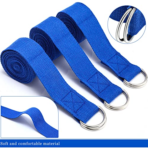 6 Pcs Yoga Straps for Stretching 8 Ft, Safe D Ring Buckle - color: Royal Blue