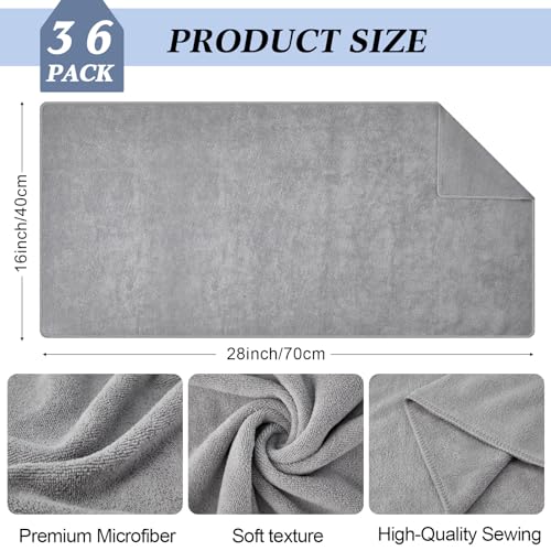 SmoothNovelty 36 Pcs Microfiber Gym Towel 16 x 28 in Bleach Proof Towels Absorbent Soft Sweat Towels Quick Dry Lightweight Towel for Hand Salon Bath Spa Hotel Pool Home Hair Care(Light Grey) - color: Grey