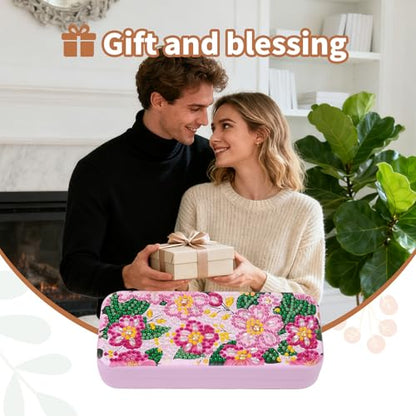 FlyingMage 5D Diamond Art Painting Kit for Adults Beginner, Small DIY Diamond Dots Gem Art Painting Mosaic Kits, Cute Hard Shell Sunglasses Eyeglasses Glasses Case for Women Teen, Sakura - color: Pink Flower