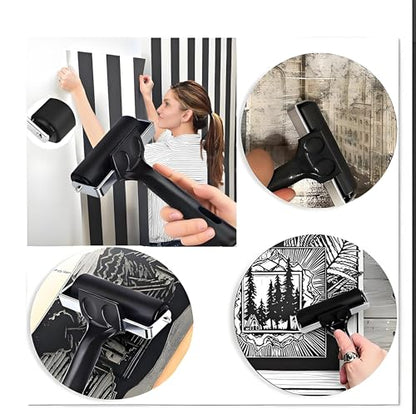 2 Pack Brayer Rollers, Professional Rubber Art Rollers with Comfortable Hand Feel, Suitable for Handmade Production, printmaking, Ink Coating, bonding, and Stamping Tools (4 inches+2.4 inches) Black