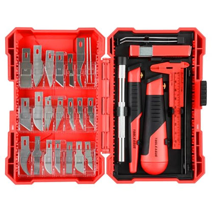 TOOLEAGUE 40Pcs Craft Knife Set, Precision Hobby Knife | with Plastic Storage Case, CRV Blades, for Pumpkin Carving, Modeling