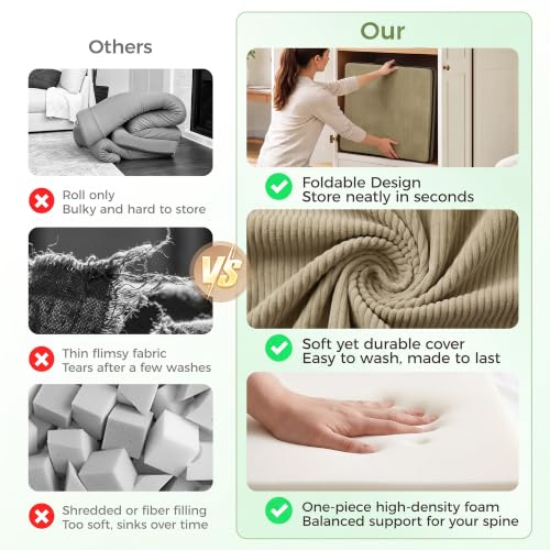 Tri-Fold Futon Mattress, Foldable Floor Mat (Sage Olive,Queen) - color: Sage Olive, size: Queen (80"L x 60"W x 3"Th)