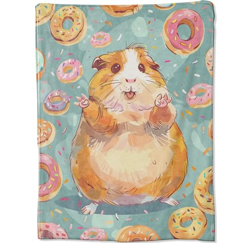 Cute Playful Hamster Blanket Gifts for Boys Girls Kids, Colorful Donut Happy Orange Fat Pet Throw Blankets for Sofa Office Couch Room Decor, Cozy Lightweight Warm Soft Throws, 60x80 in - color: Hamster 01, size: 80x60 in