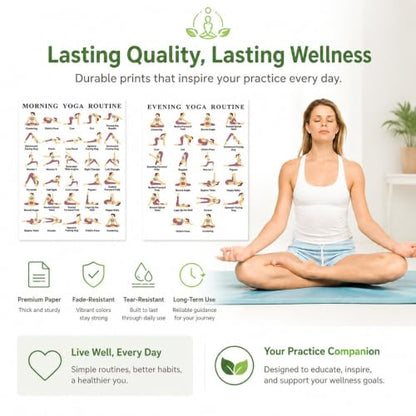2 Pcs Yoga Poses Poster, Yoga Poster for Women Beginners
