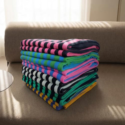 BOV Cooling Knit Throw Blanket 50x60, 100% Viscose, Gray Red Stripe - color: Berry & Charcoal