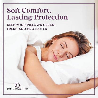 CirclesHome Pillow Protectors 2 Pack Standard Zippered - 100% Cotton Breathable Pillowcases - Protects Pillows from Dirt, Dust and Debri (Standard - Set of 2 - 20x26) - color: 1 - White, size: Standard (20 x 26 inches) - Set of 2