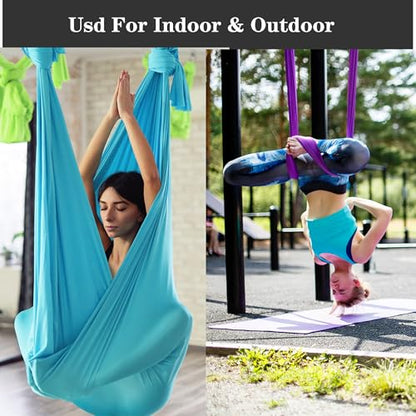5.5 Yards Aerial silks swing outside yoga hammock,Aerial silk start set | Aerial Silks For Gymnastics outside Aerial Yoga Swing For Adults - color: Pink