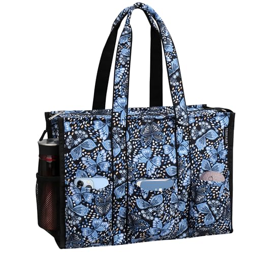 HoogaLife Nurse Bag for Work with Multiple Pockets, Waterproof Tote Organizer for Medical Supplies - color: Butterfly, size: Large