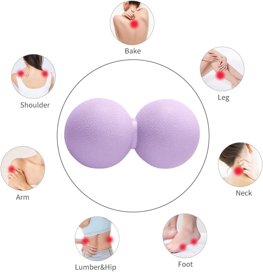 Double Lacrosse & Micro-Elastic Peanut Massage Ball - Myofascial Release Tool for Muscle, Back, Foot, and Physical Therapy, Mobility Roller for Acupressure and Relaxation (Purple) - color: Purple