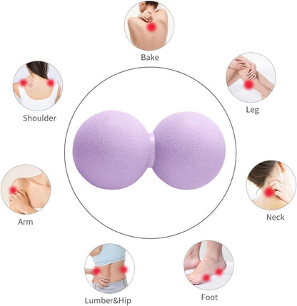 Double Lacrosse & Micro-Elastic Peanut Massage Ball - Myofascial Release Tool for Muscle, Back, Foot, and Physical Therapy, Mobility Roller for Acupressure and Relaxation (Purple) - color: Purple