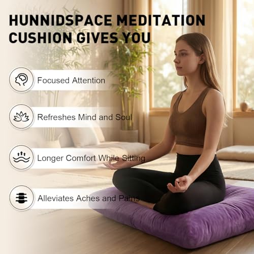 Ultimate Meditation Cushion Set – 2-in-1 Zafu & Zabuton, Buckwheat & Memory Foam, Velvet Cover for Yoga & Mindfulness (Purple) - color: Purple