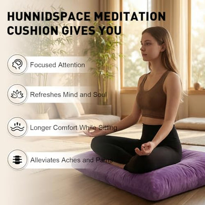Ultimate Meditation Cushion Set – 2-in-1 Zafu & Zabuton, Buckwheat & Memory Foam, Velvet Cover for Yoga & Mindfulness (Purple) - color: Purple
