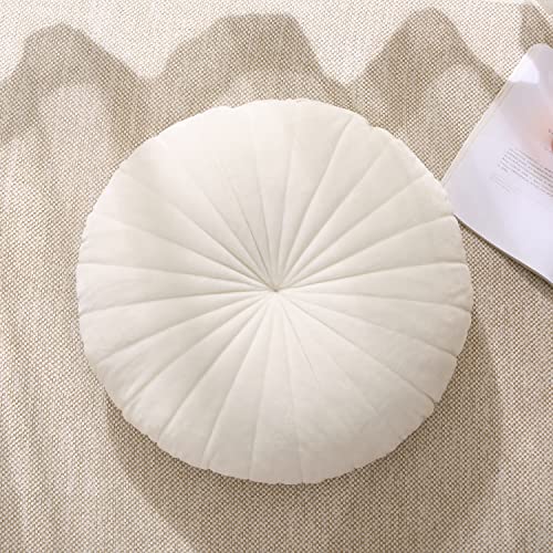 Floor Pillow Meditation Cushion Round Large Floor Pillows Seating for Adults, Velvet Thick Floor Cushions for Yoga Living Room Balcony Outdoor Tatami（Beige）