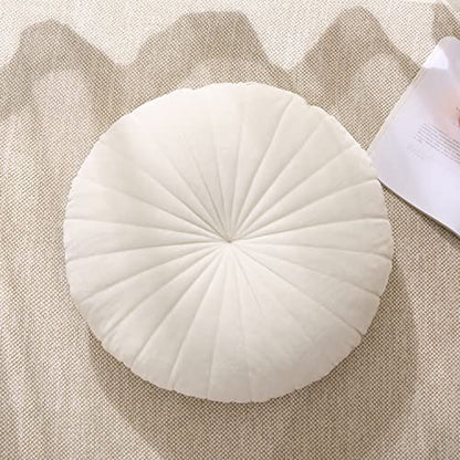 Floor Pillow Meditation Cushion Round Large Floor Pillows Seating for Adults, Velvet Thick Floor Cushions for Yoga Living Room Balcony Outdoor Tatami（Beige）