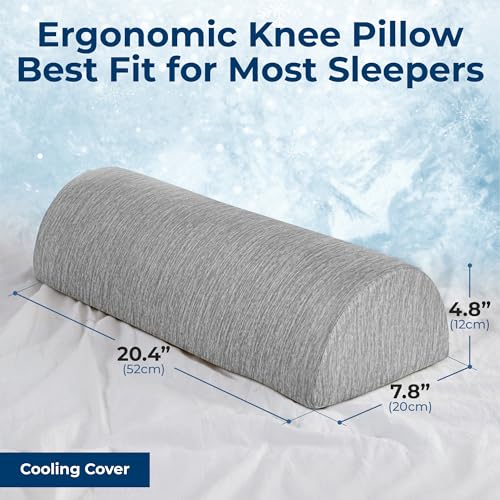 5 STARS UNITED Knee Pillow for Back Sleeping – Half Moon Bolster Pillow for Legs, Under Knee Pillow for Sleeping on Back, Memory Foam Leg Pillow for Back Pain, Arctic Gray