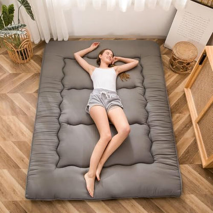 MAXYOYO Japanese Floor Mattress 4" Thick Twin Size Foldable Futon Mattress - color: Charcoal Grey, size: Twin