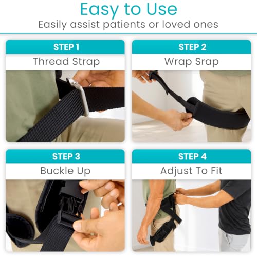 Vive Gait Belt with Leg Straps - Heavy Duty Transfer Belt with Quick - style: Heavy Duty Transfer Belt with Loops