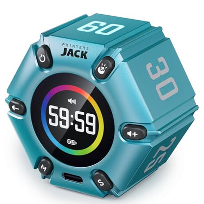 Smart FILP Pomodoro Timer 3/5/10/25/30/60min Preset, Silent & Sound Alarm - color: Turquoise