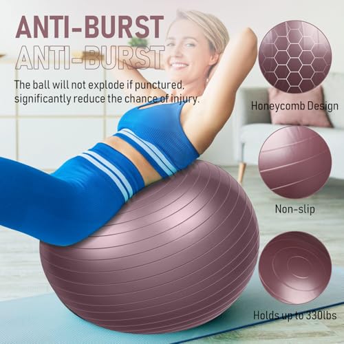 Leyndo 4 Pcs 26 Inch Yoga Exercise Ball Pilates - color: Rose Color
