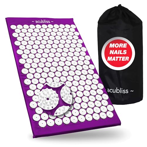 Premium Acupressure Mat, 8,358 Acupuncture Pressure Points for Back Pain Relief, Increased Energy, Relaxation with Drawstring Bag, 26x16x1", Purple - color: Purple - Mat