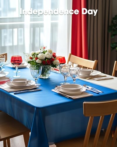 Pureegg Plastic Table Cloth Disposable 8 Pack 54 x 108 Inch, Blue | Graduation Party, Class of 2026, Leakproof & Sturdy, Blue, Tablecloth, Table Cover - color: Blue, size: 54" X 108" Rectangle