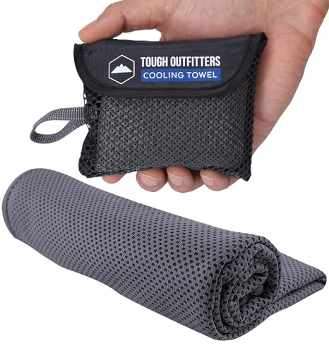 Tough Outdoors Cooling Towels for Neck Face - Neck Cooling Towel for Hot Weather Yoga Sports Golf Sweat - Instant Cold Towel - color: Dark Gray, size: Single Pack