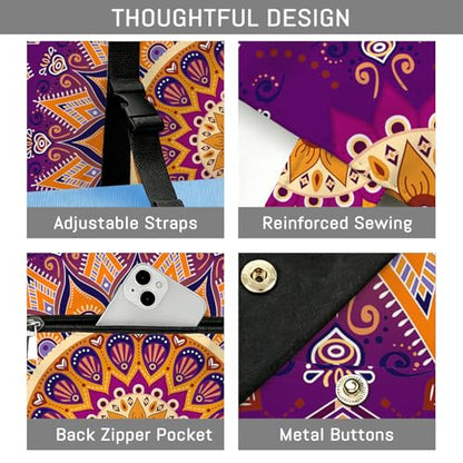 Mandala Yoga Mat Bag Large Yoga Bags and Carrier Fits All Your Stuff Yoga Tote Bags with Zipper Pocket Pilates Bag - color: Purple-01