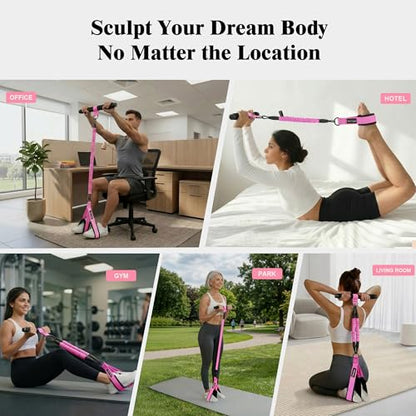 3-Tube Pedal Resistance Band w/Handles, 30/40LBS Sit Workout Gear - color: pink, size: 40lbs