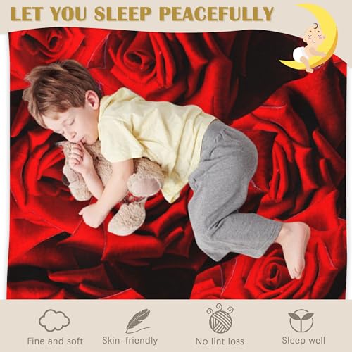 Red Rose Blanket, Rose Soft Lightweight Throw Blanket for Sofa Couch Bed Room 50x60 inch - color: Rose
